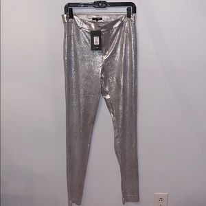 Silver pants. Very stretchy